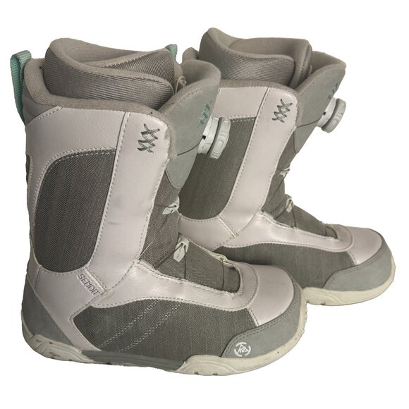 K2 Grey + White Snowboarding Boots -  Sendit BOA Women's Size 6.5 - Picture 1 of 9